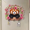 (US Only)Raccoon Theme Wood DIY Diamond Painting Hooks Home Decor Craft Kit for Wall
