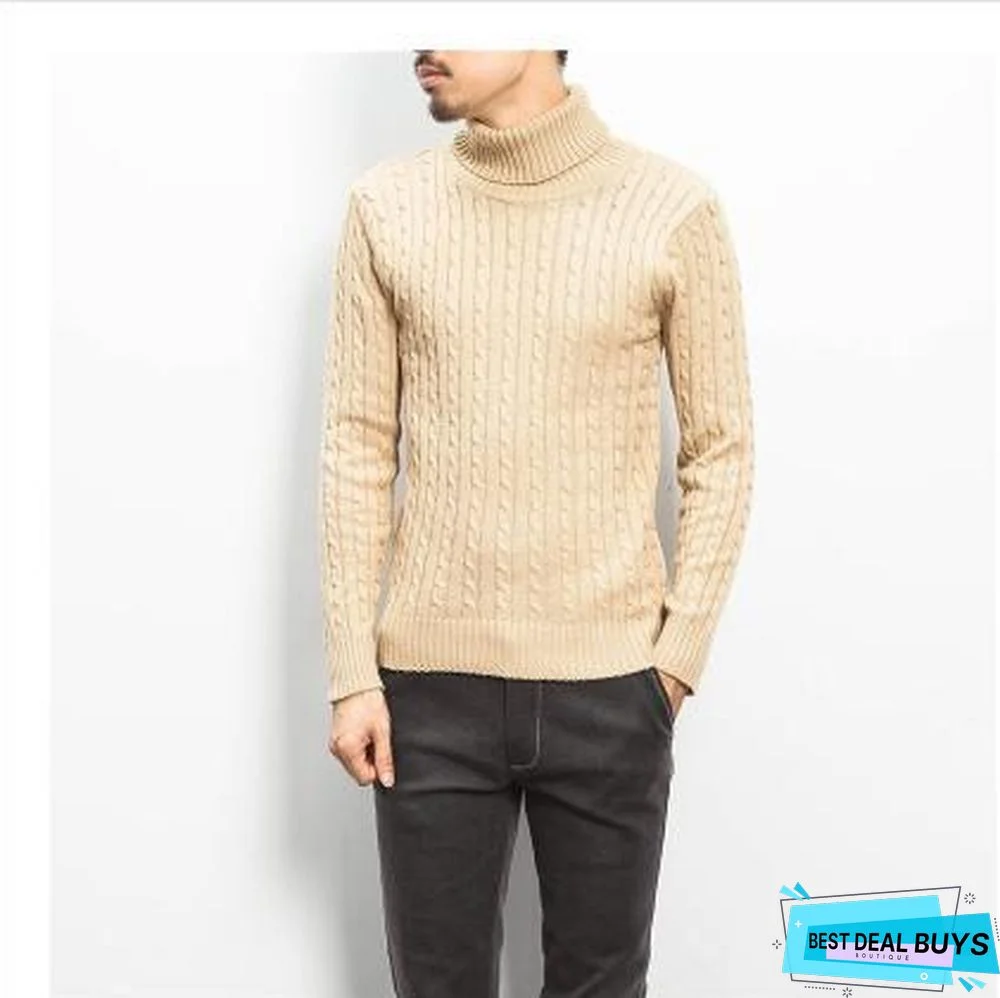 Men's Turtleneck Warm Twist Sweater Jacket
