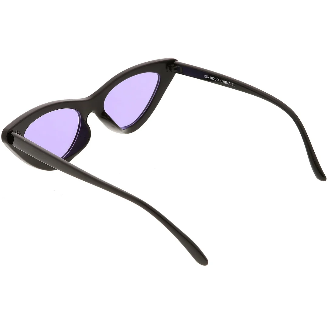 Womens Exaggerated Slim Black Frame Cat Eye glasses Color Tinted Lens 48mm