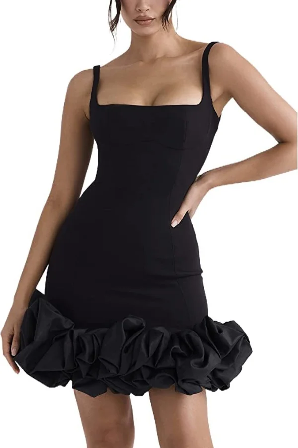 Square Neck Spaghetti Straps Sleeveless Short Sheath Homecoming Dress With Pleated | CH0053 Wellcucu