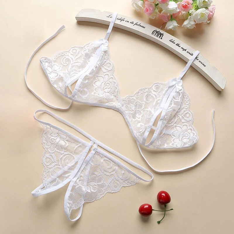 Women Sexy Lingerie Lace Bra Set Underwear Sexy Panty Bandage Set Erotic Lingerie Dress Bra Briefs Set