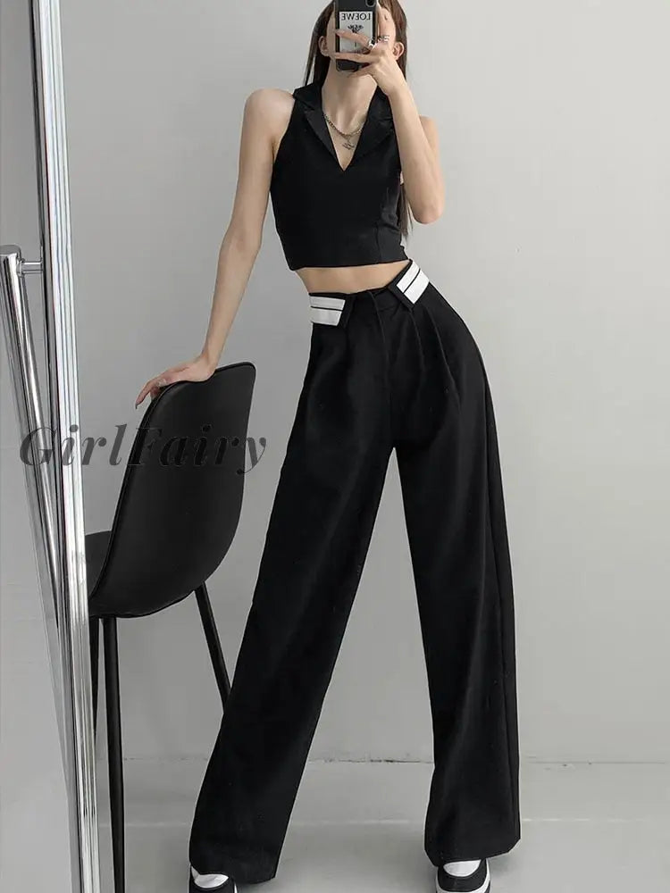 Girlfairy Women Trousers 2023 Korean Fashion Spring Summer High Waist Loose Wide Leg Pants Y2K