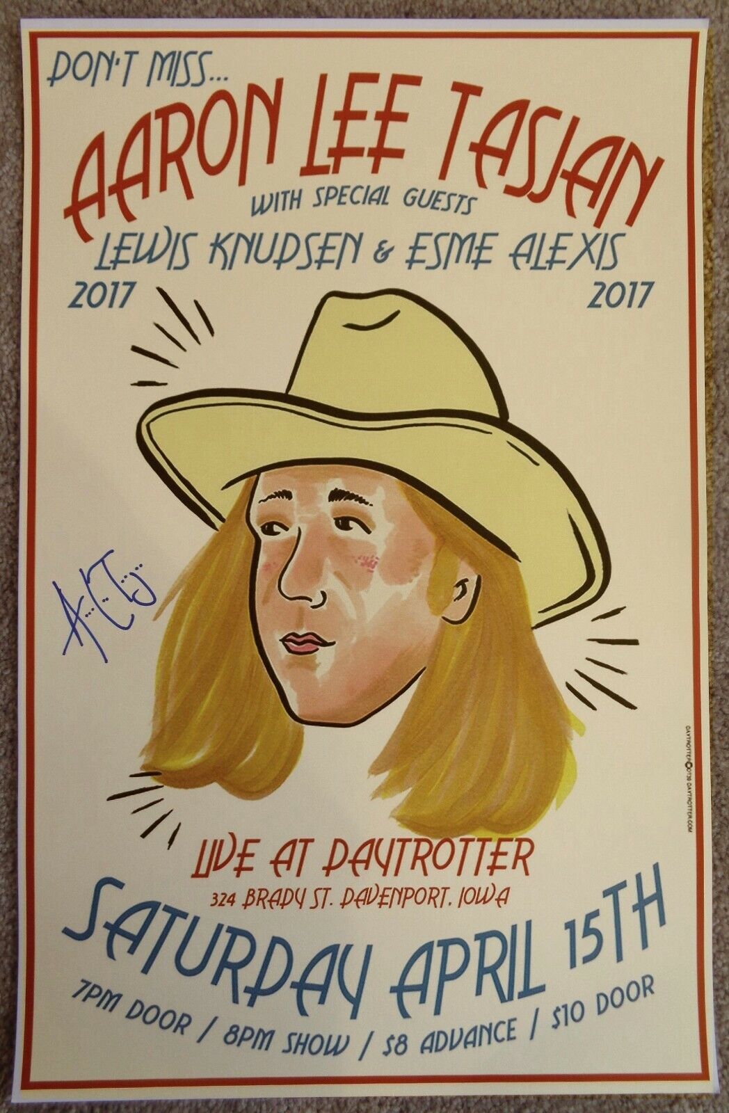 Signed AARON LEE TASJAN Gig POSTER In-Person w/proof Autograph Concert