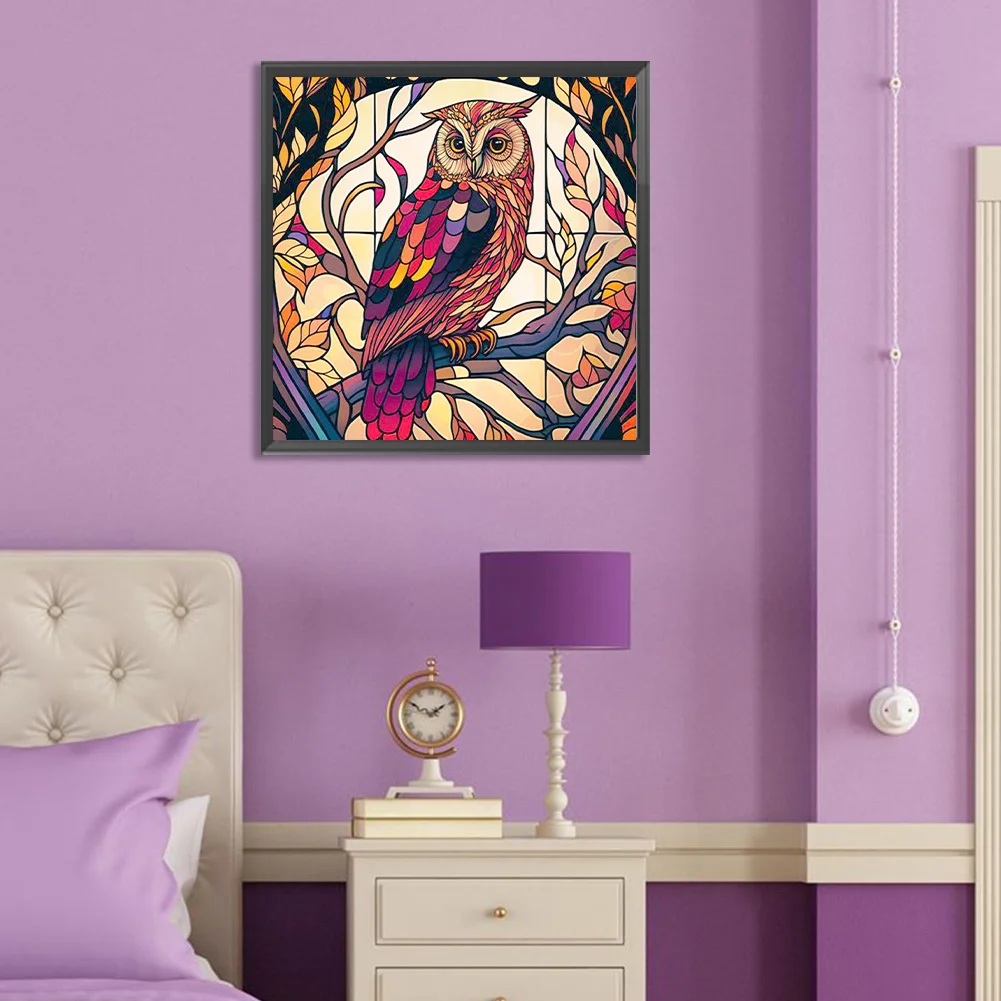 Diamond Painting - Full Round Drill - Stained Glass Owl(Canvas|30*30cm)
