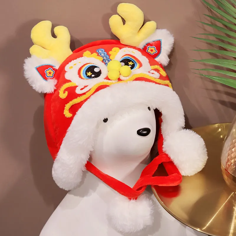 Cute Lion Dance Plush Hat