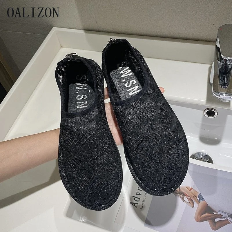 Women Flats Fashion Antiskid Shoes Woman Lightweight Sneakers Spring Summer Sexy Lace Mesh Casual Soft Flats Chaussures Femme