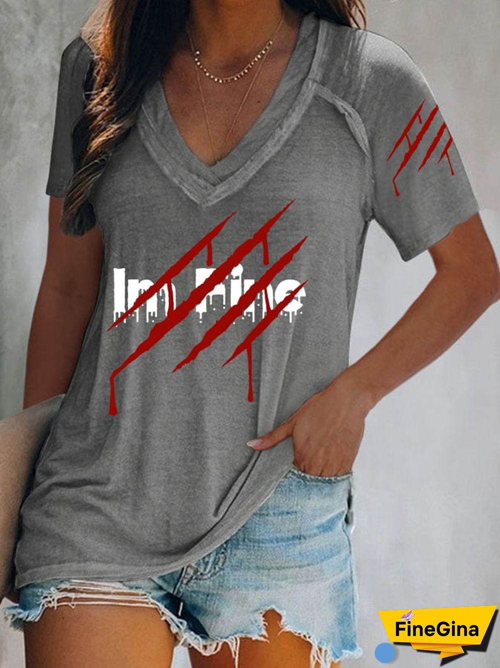 Women's Bloody I'm Fine Print Short Sleeve T-Shirt