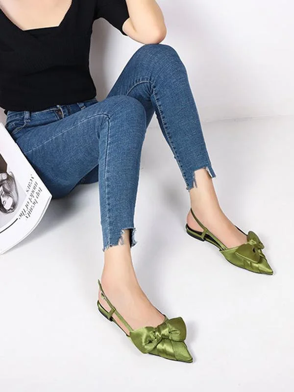 Fashion women's flat shoes with bow sandals
