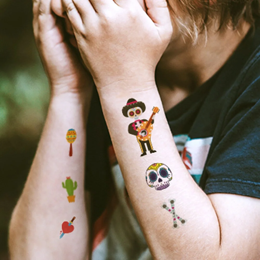 Day of the Dead Tattoo Sticker Skull Day Day of the Dead Children's Masquerade Horror Party Tattoo Sticker