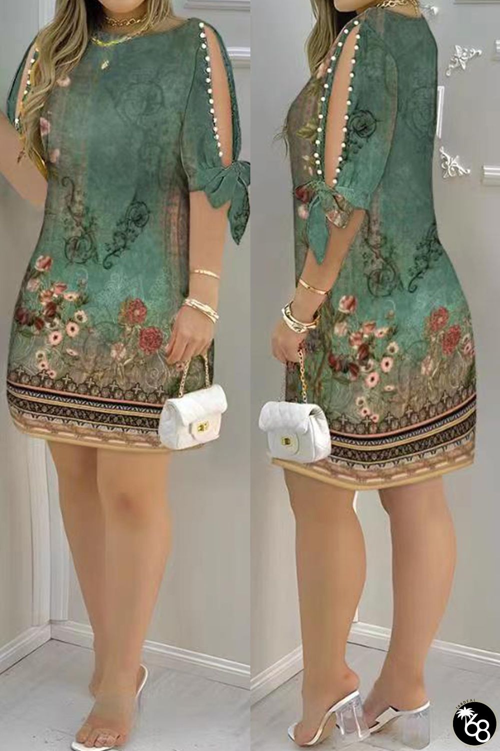 Casual Print Frenulum O Neck A Line Dresses | 168DEAL