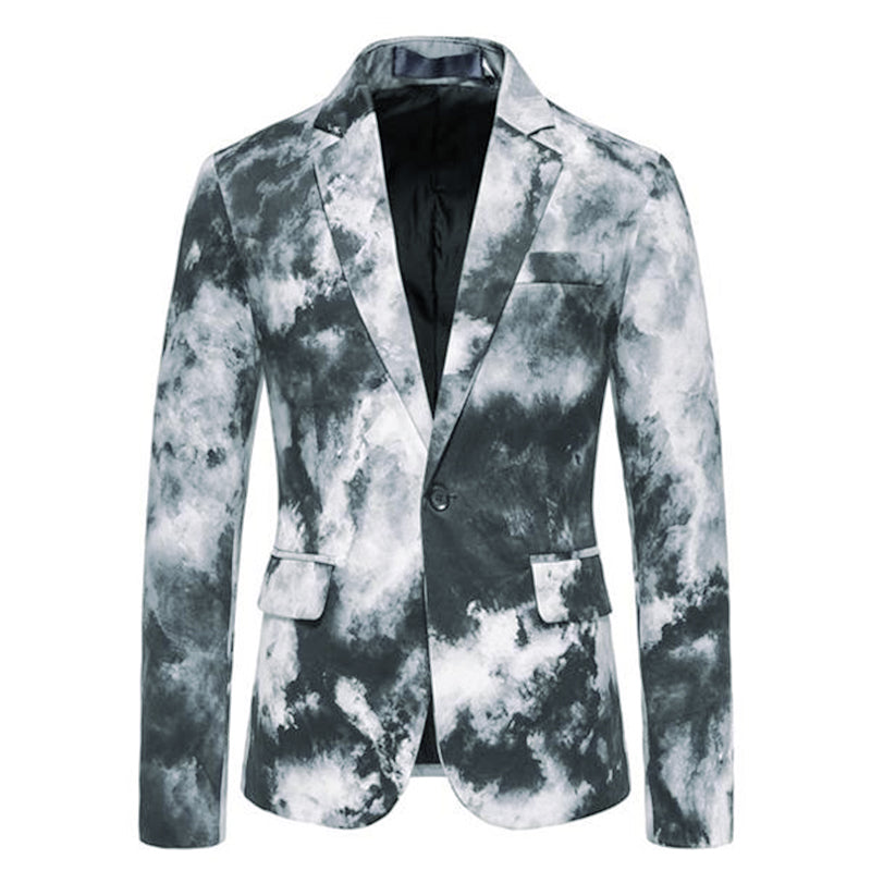 Men's Splatter Print Single Breasted Casual Blazer