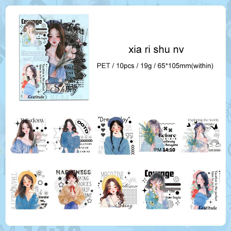 PET Sticker - Time To Dream Series Girl Character 