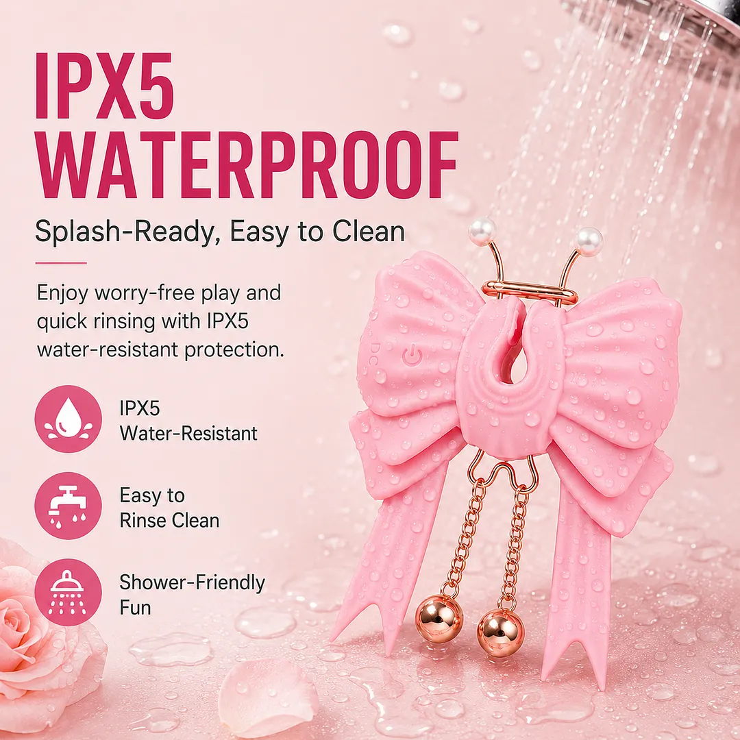 Sexy Kitty &ndash; App-controlled Vibrating & Electro-stim Bow Nipple Clamps