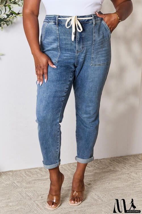 MidiSono - Judy Blue Full Size High Waist Drawstring Denim Jeans