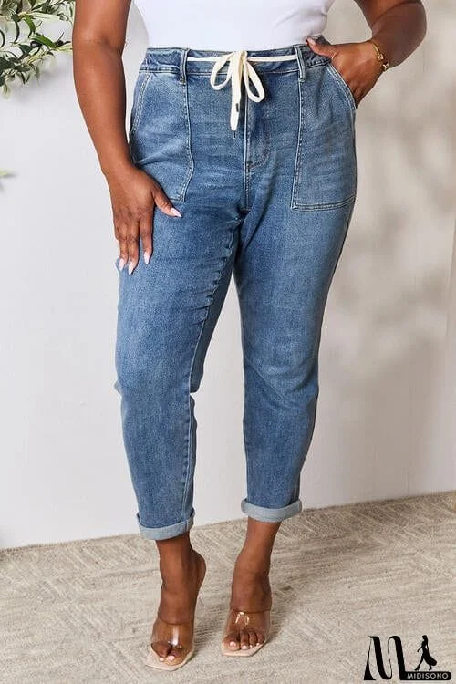 MidiSono - Judy Blue Full Size High Waist Drawstring Denim Jeans