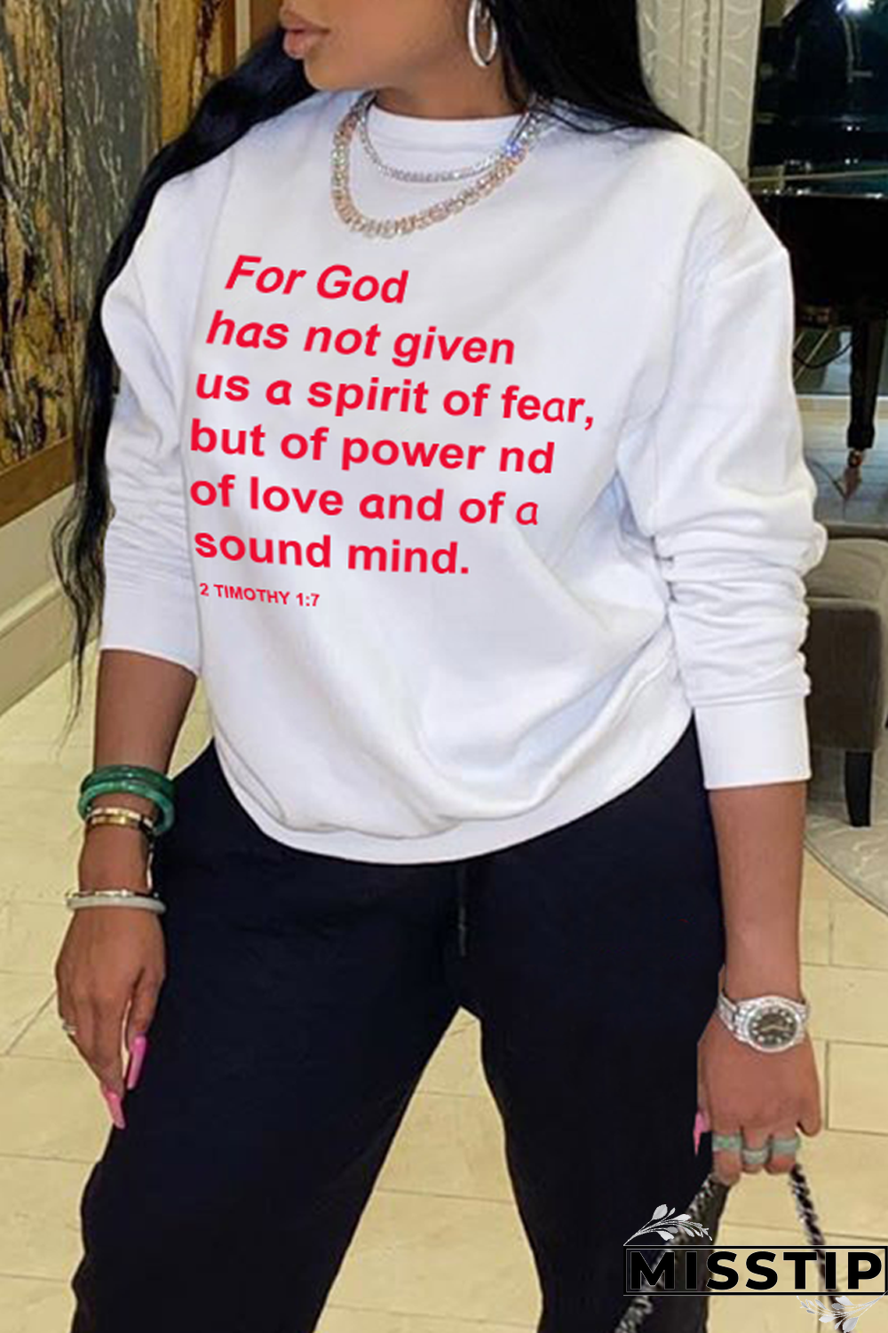 Blue Daily Print Letter O Neck Tops