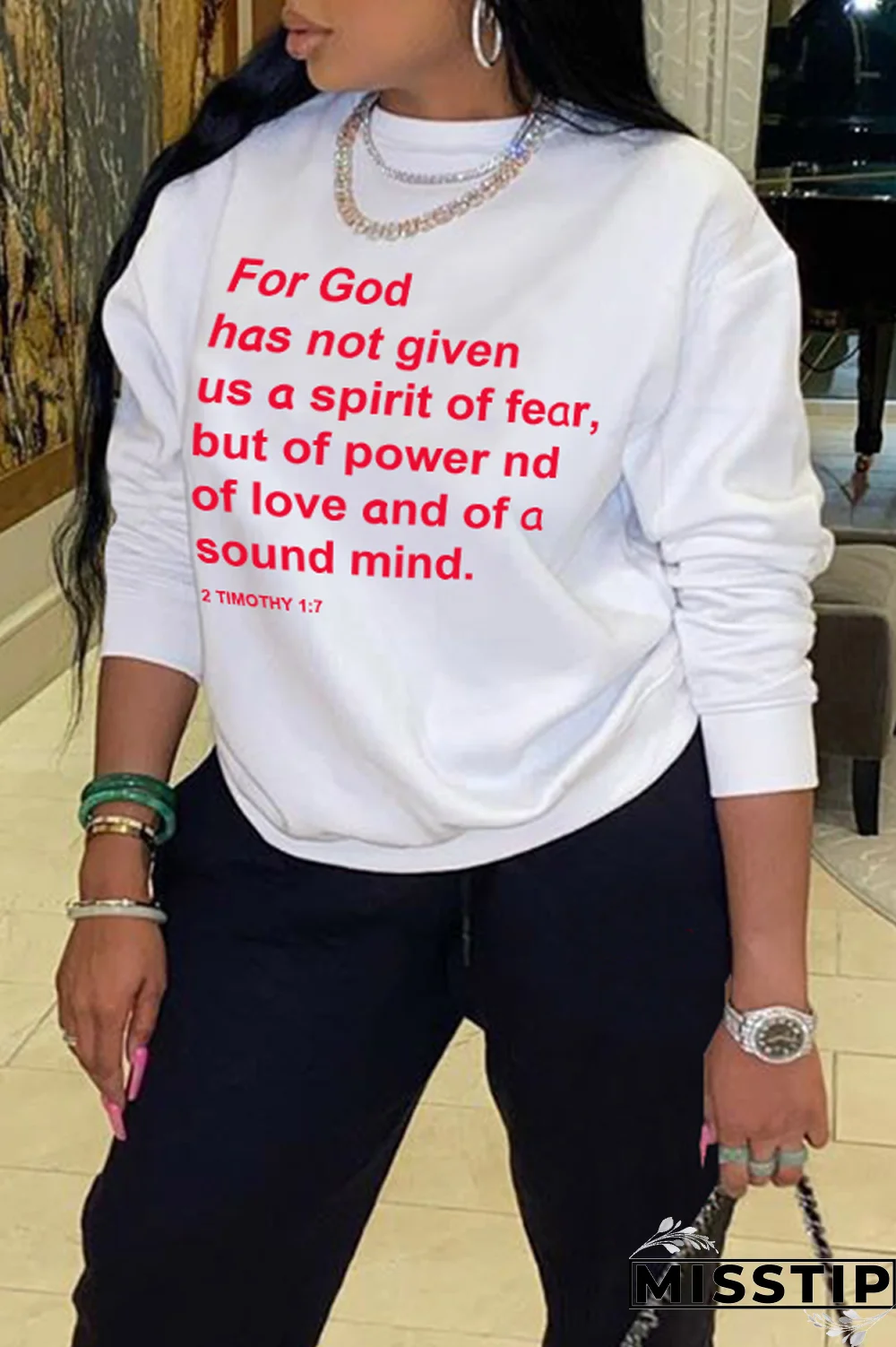 Blue Daily Print Letter O Neck Tops