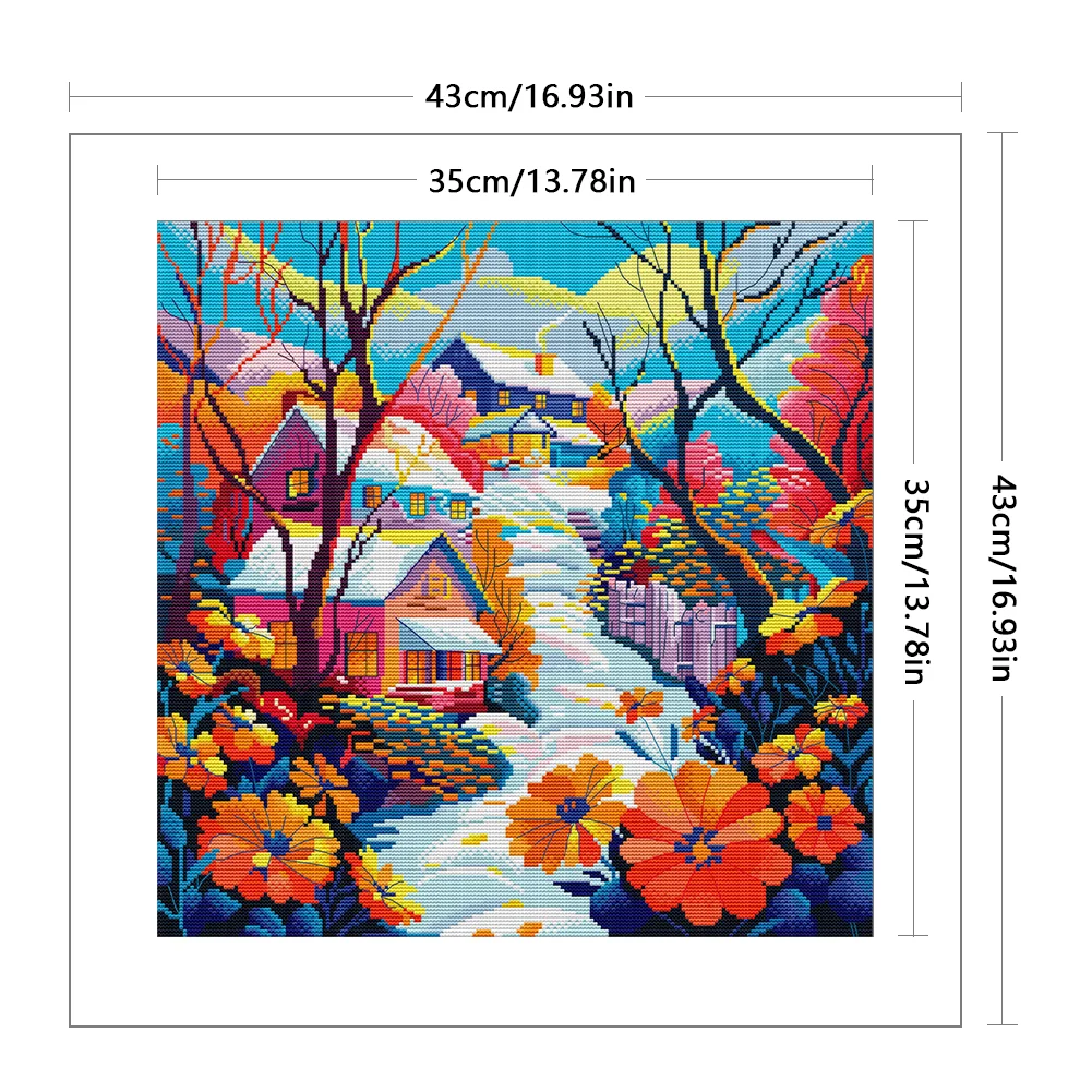 14CT Full Counted Cross Stitch - Snow(Canvas|43*43CM)