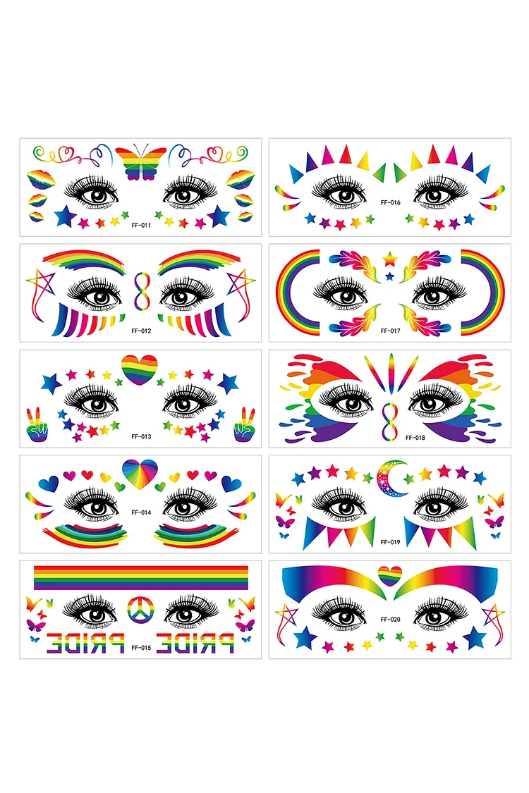 Rainbow Festival Face Tattoo Stickers
