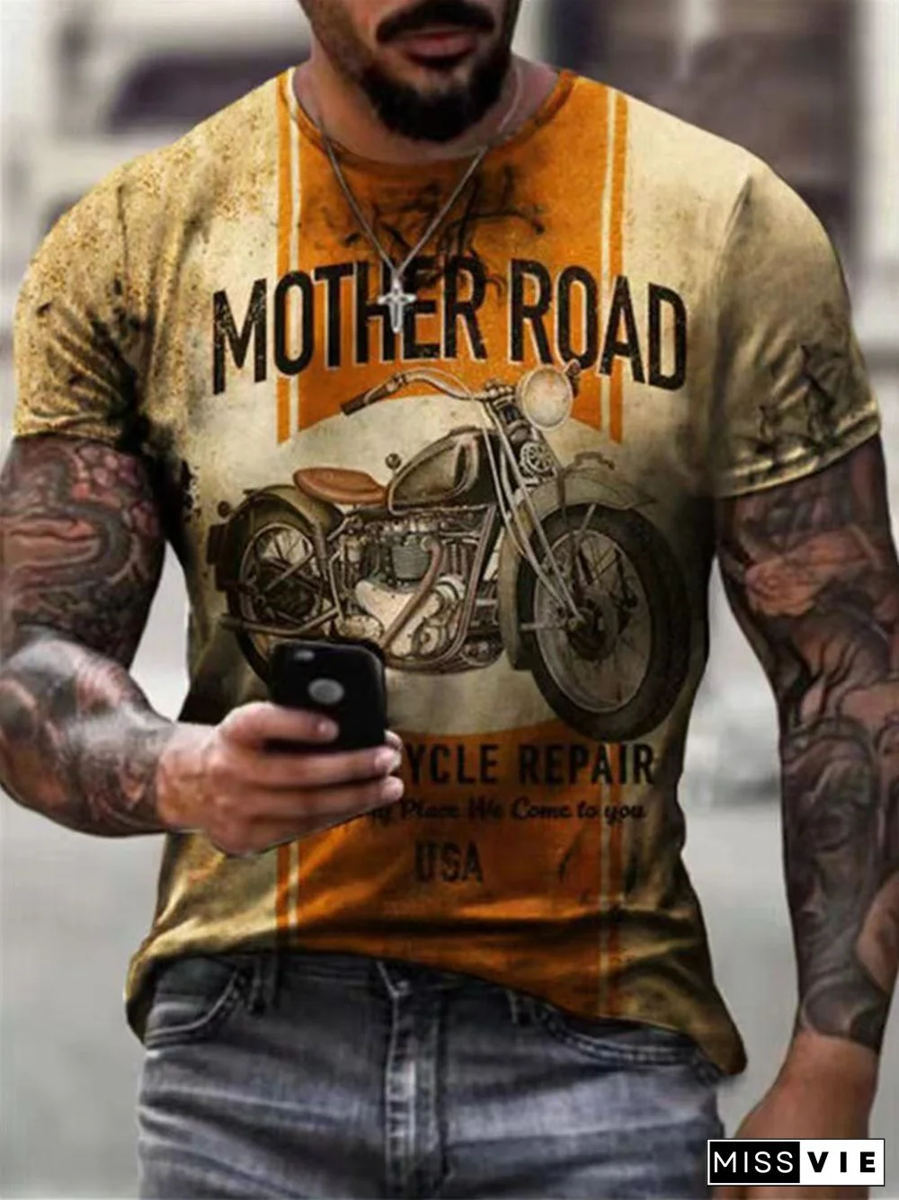 Summer Round Neck Casual Wear Men's Tops Short-sleeved Sports T-shirt 3D Digital Printing