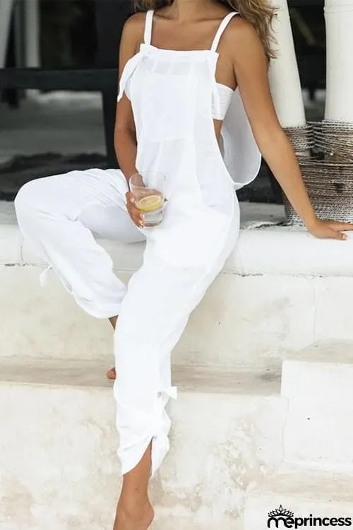 Adjustable Straps Pockets Loose Overalls