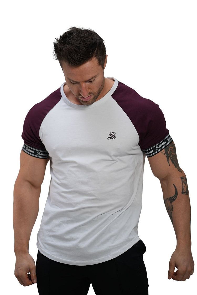 SmoothLook - White/Burgundy T- Shirt for Men