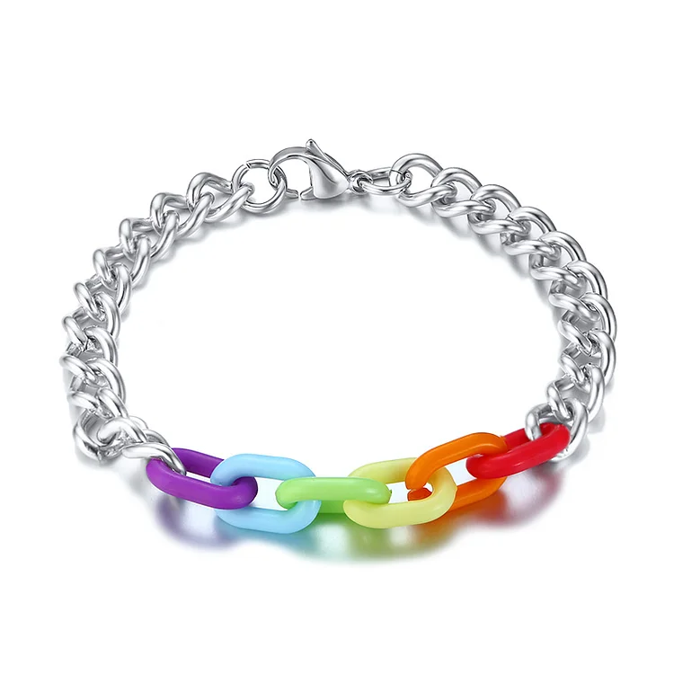 Rainbow Bracelet Cuban Chain LGBT Pride Gifts