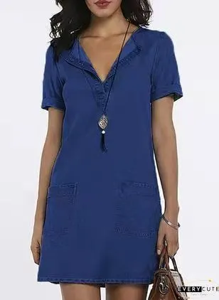 Casual Denim A-Line Weaving Dress