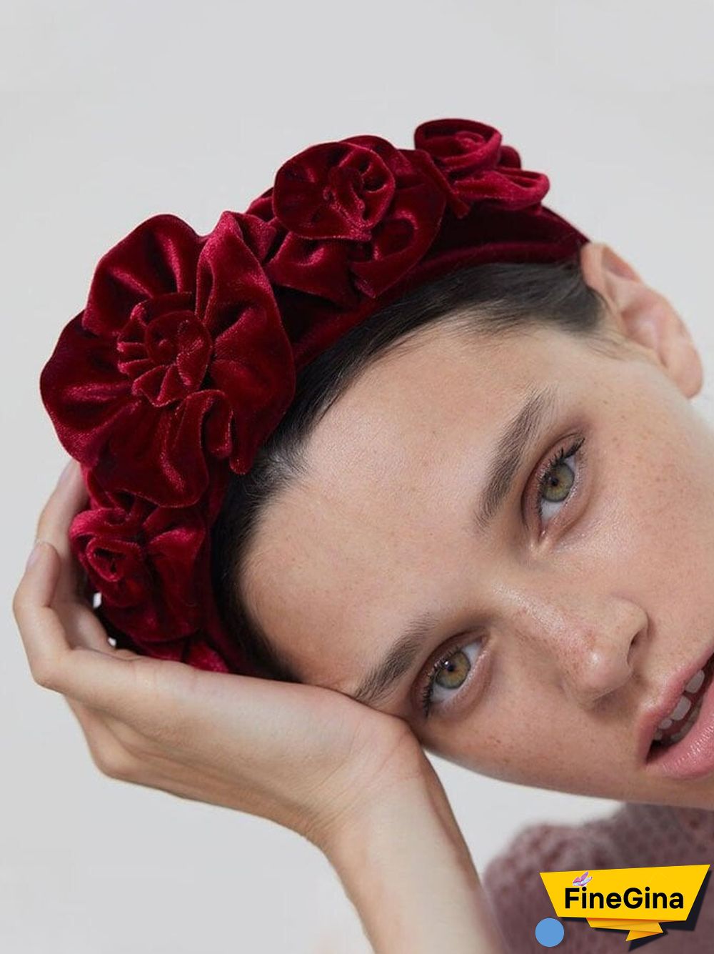 Pure Color Floral Velvet Headband