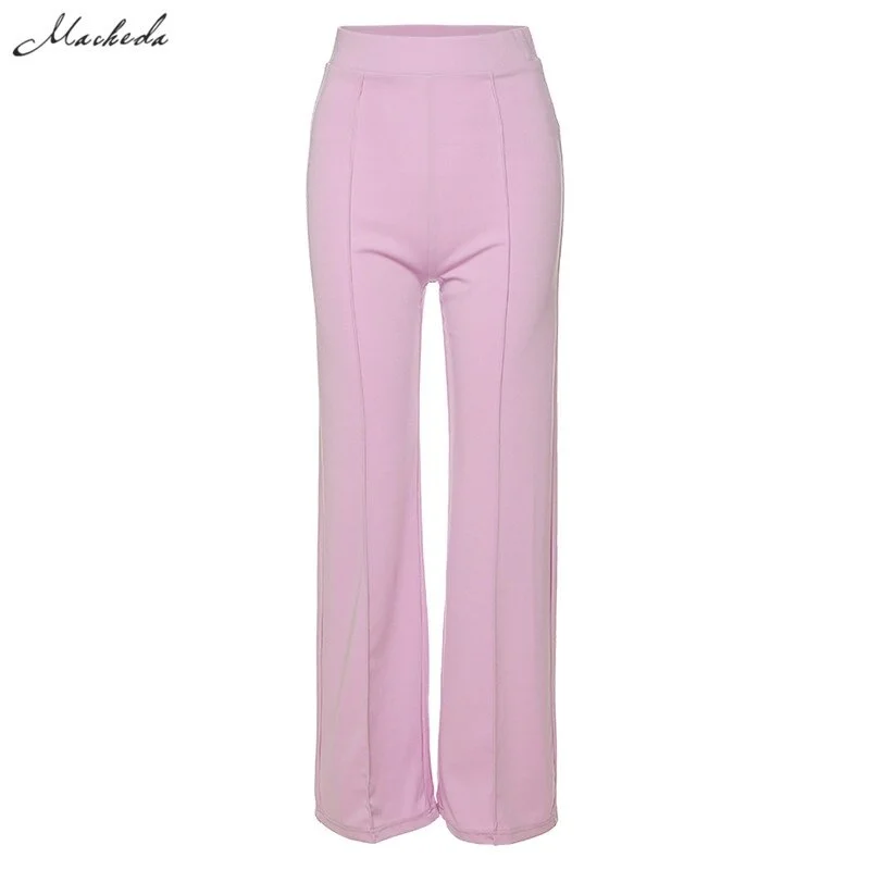 Macheda 2020 Women High Waist Solid Straight Loose Long Pant Fashion Soft Streetwear Pants Summer Autumn Female Casual Trousers