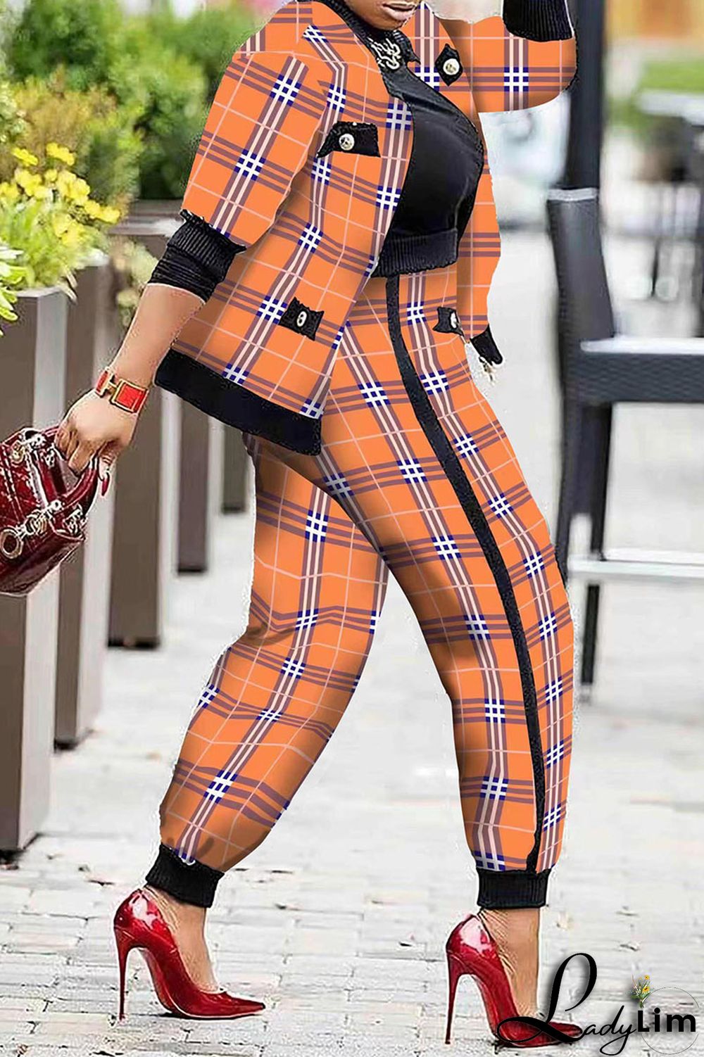 Pink Fashion Casual Print Patchwork Long Sleeve Two Pieces