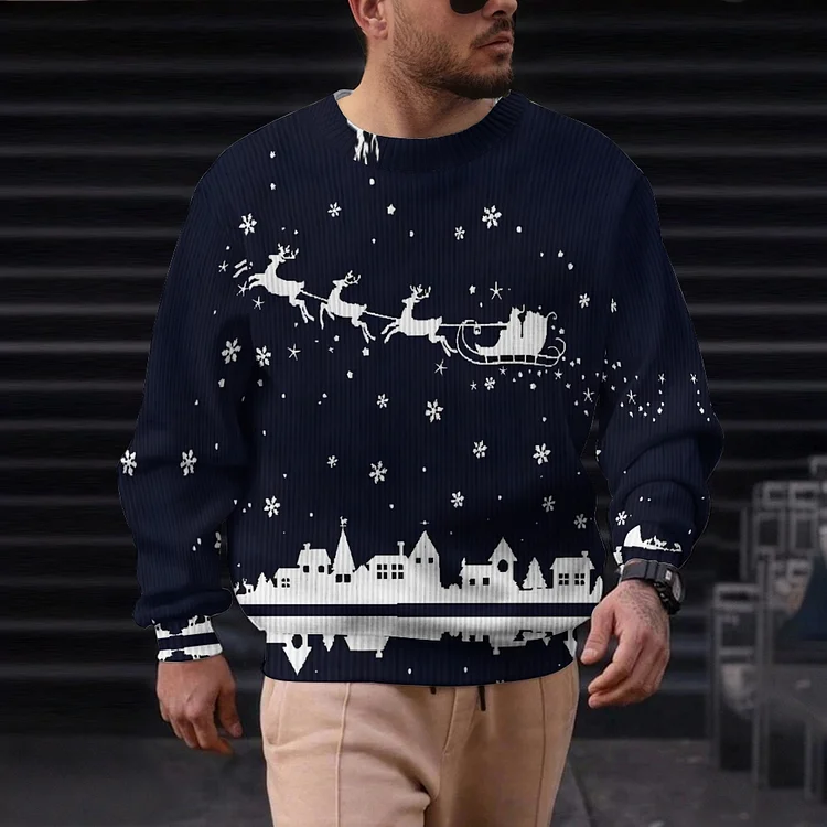 Men's Christmas Casual Printed Round-neck Sweater