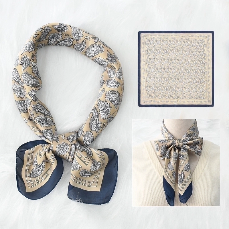 2 Pieces Women’s Elegant Plaid Flower Horse Satin Silk Scarf