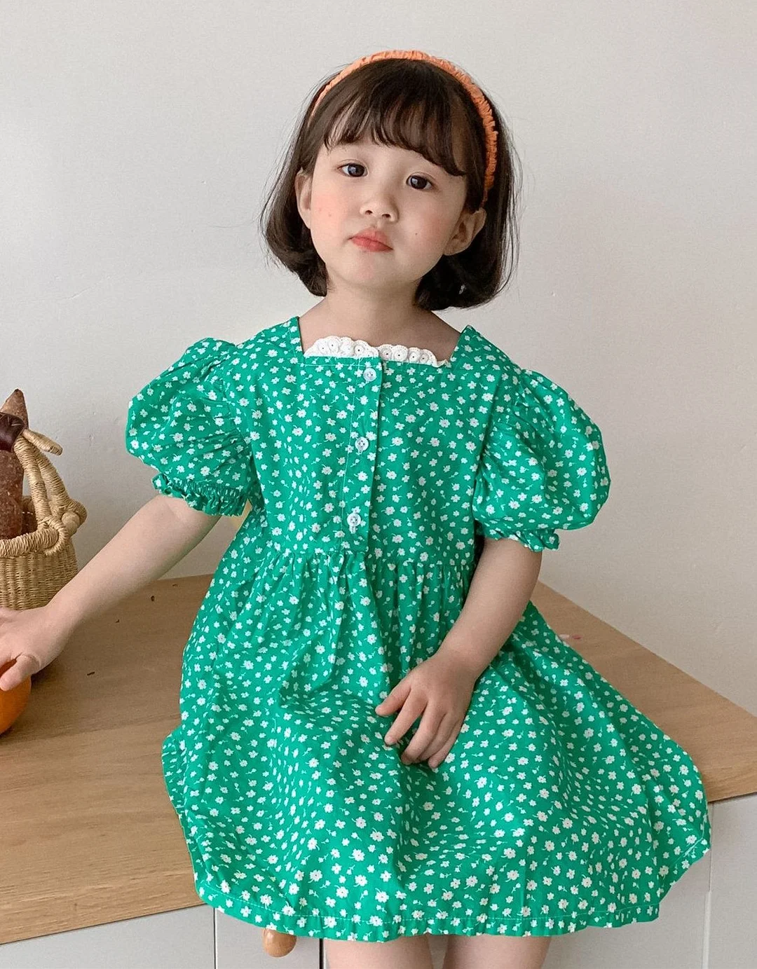 Retro Baby Spring Summer Girls Cotton Dress Kids Teenagers Children Clothes Outwear Puff Long Sleeve High Quality