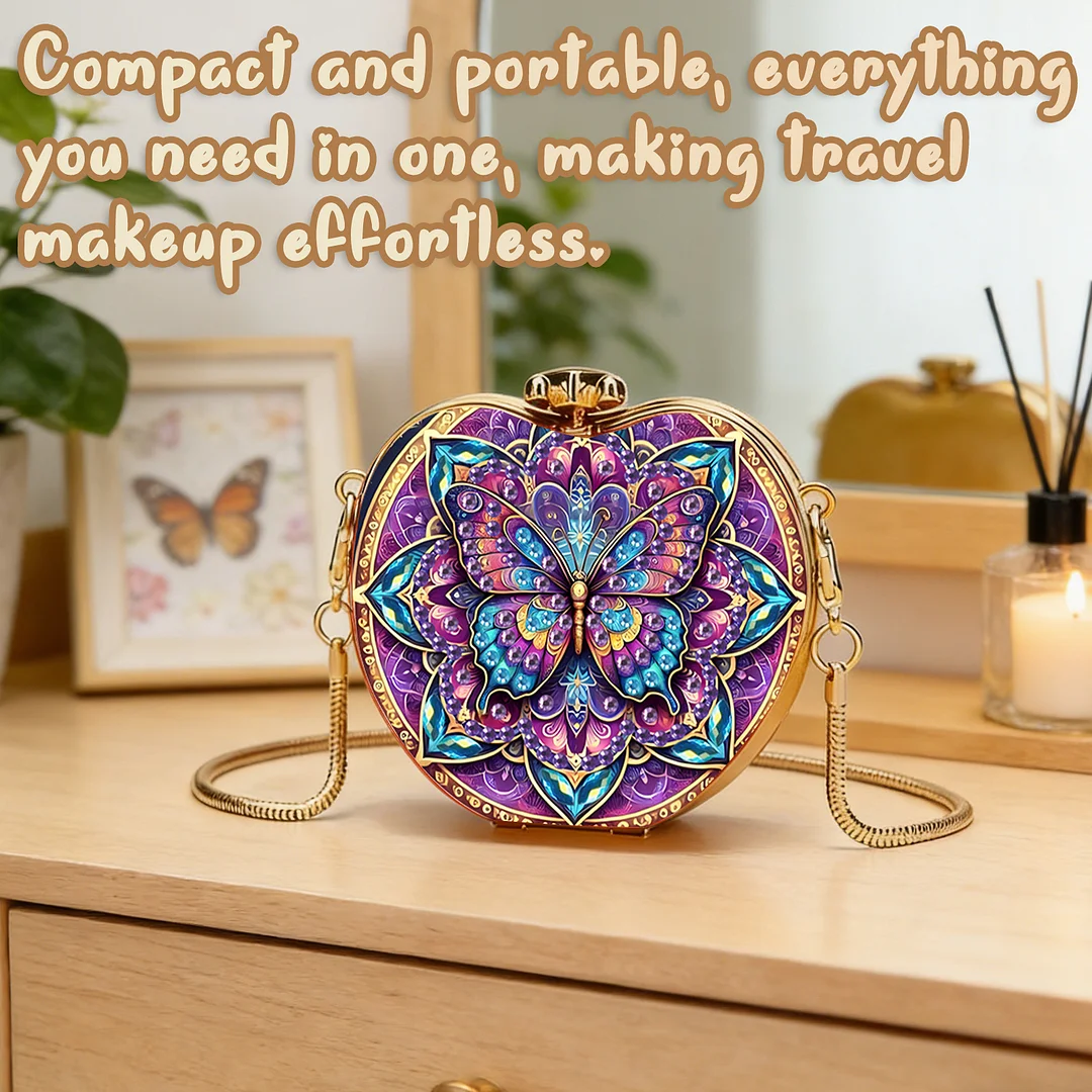 Butterfly B DIY Acrylic Love Diamond Art Painting Card Case Wallet with Chain Small Diamond Painting Crossbody Bag for Adults Women Girls Gift