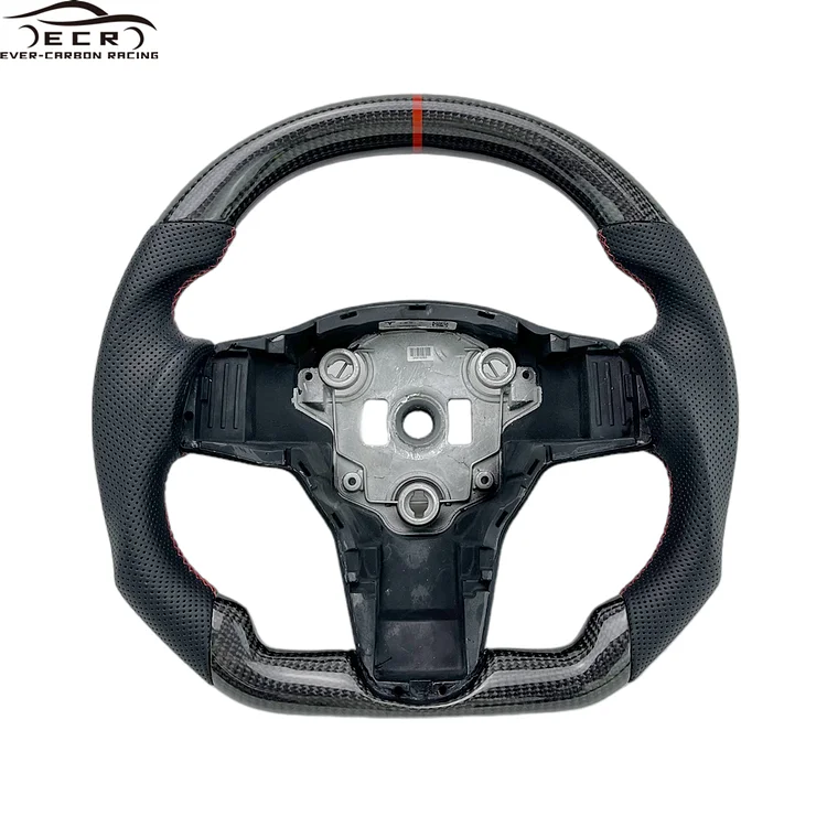 Ever-Carbon Racing ECR High Quality Customized Flat Bottom Carbon Fiber Steering Wheel For Model 3 Tesla Model Y Steering Wheel