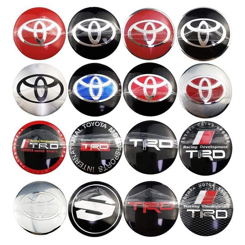 56mm 4pcs Toyota TRD VXR Vios Camry Corolla 4runner Tundra Crown Car Wheel Center Hub Cap Sticker Emblem Badge Decal  dxncar