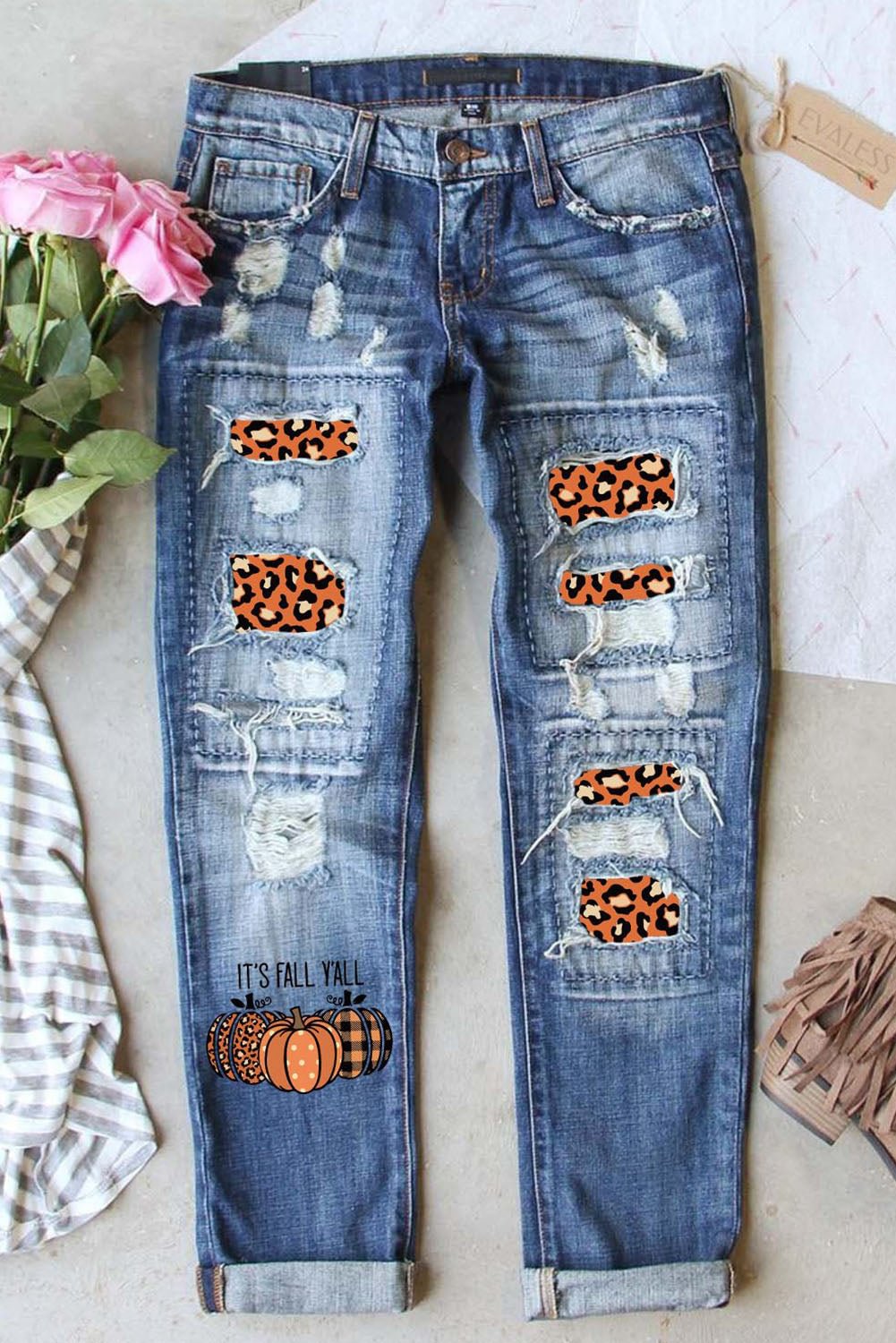 Pumpkin Ripped Jeans
