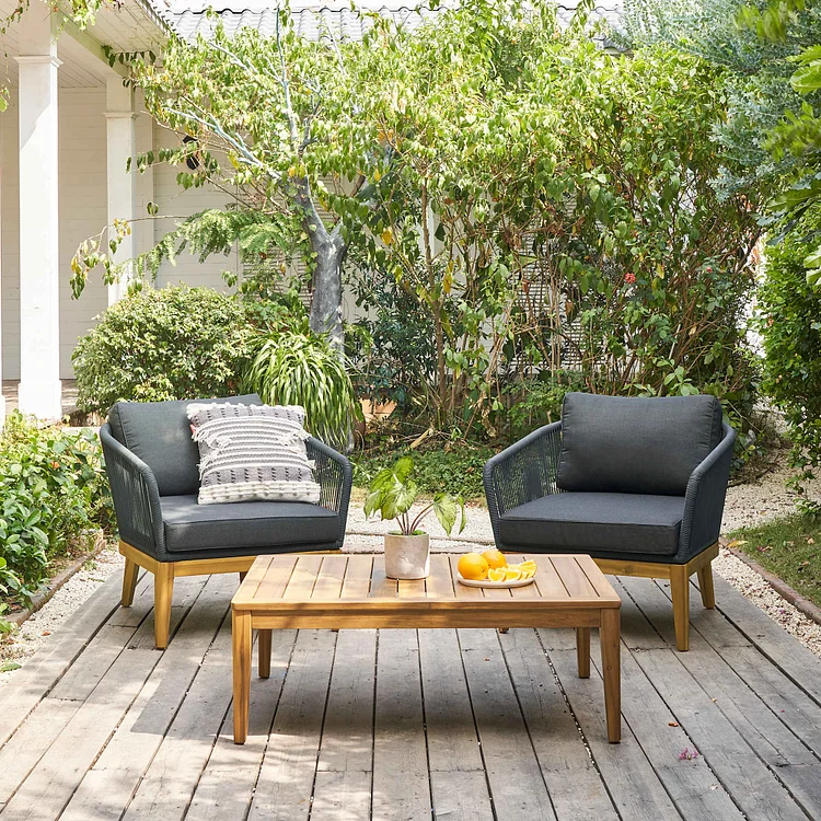 Maui Outdoor 2 Lounge Chairs & Coffee Table Set