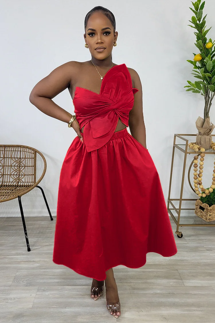 Irregular Design Ruched Cutout Sleeveless Midi Dresses