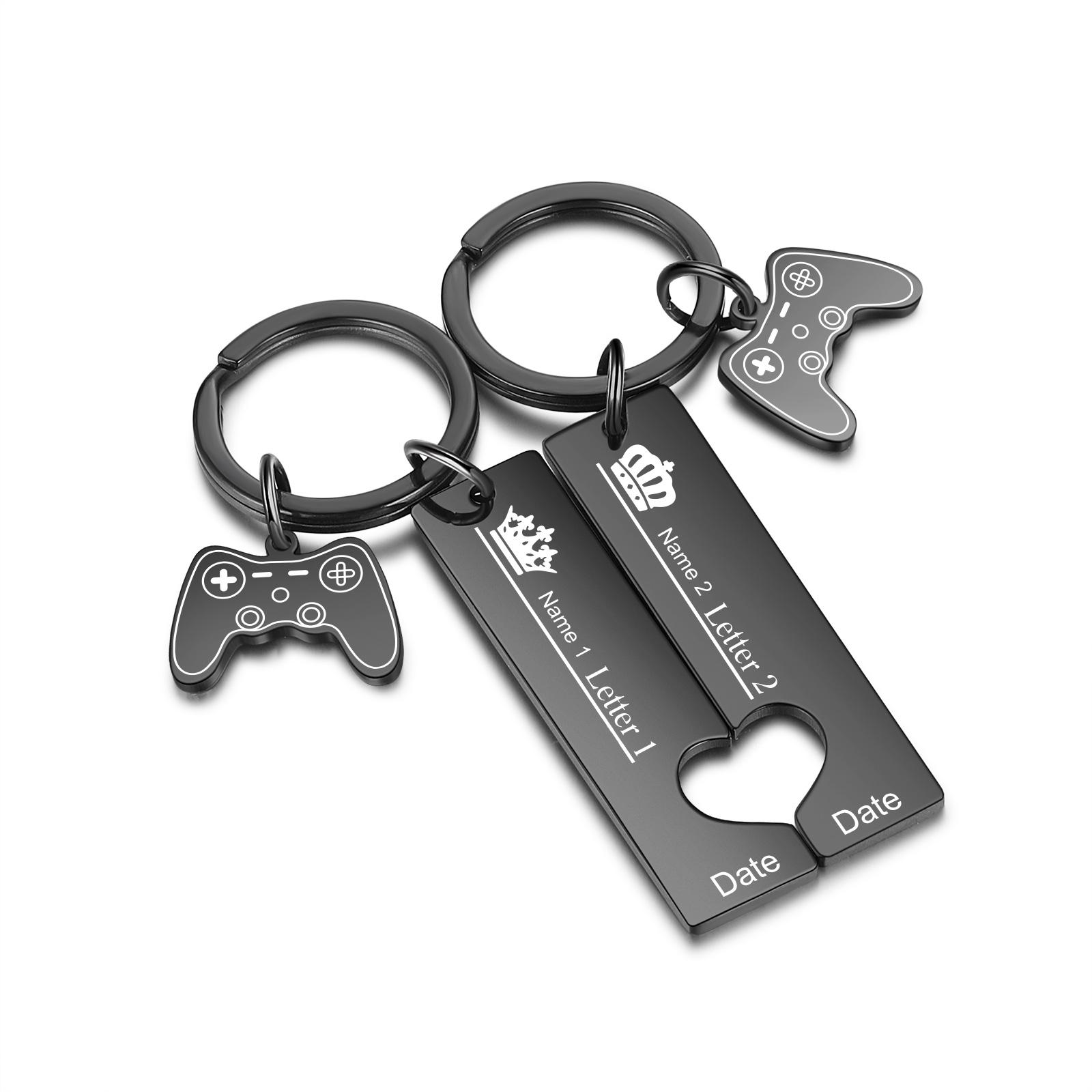 Personalised Couple Keychain Custom 2 Names & 2 Letters & Date Keyring Game Console Valentine's Day Gift for Him/Her-Jessemade AU