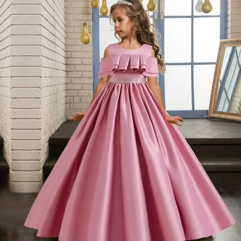 High Quality Sequins Bridesmaid Wedding Dress Kids Dresses For Girls Children Prom Evening Princess Dress Birthday Party Clothes