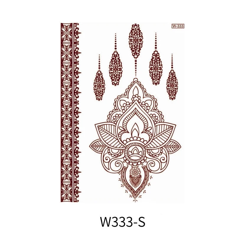 Waterproof Temporary Tattoo Sticker Chest Lace Henna Mandala wedding Flash Tattoos Flower Body Art Arm Fake Tatoo Women Men
