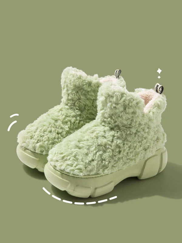 Round-Toe Split-Joint Velvet Boots Platform Shoes