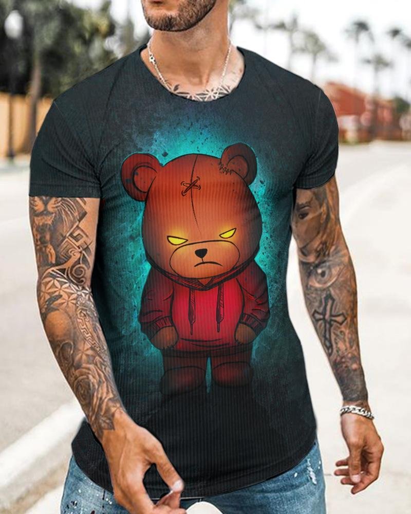 Men's Sport Bear Printed T-shirt