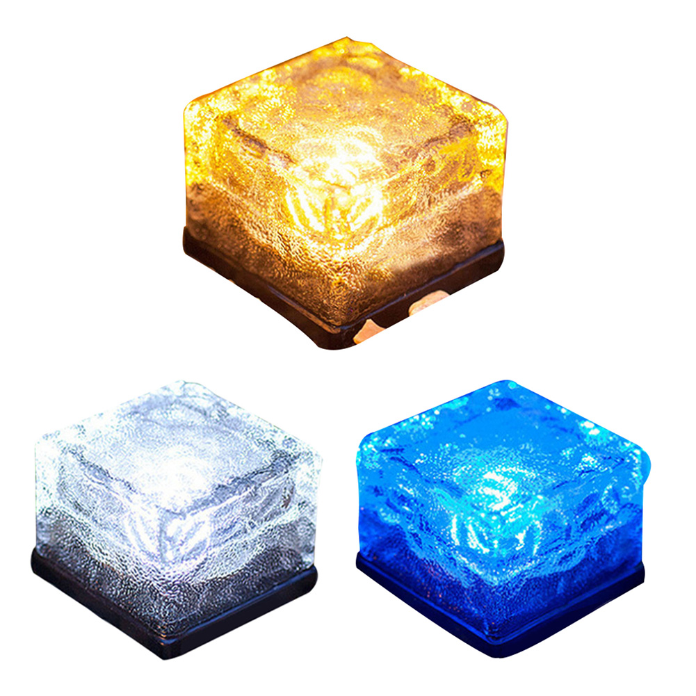 

Solar Power Clear Glass Ice Rock Brick Paver Light LED Garden Decor, White, 501 Original