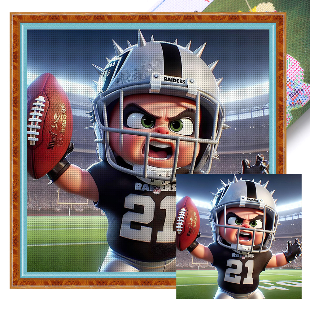 Oakland Raiders Full 11CT Pre-stamped Canvas(40*40cm) Cross Stitch