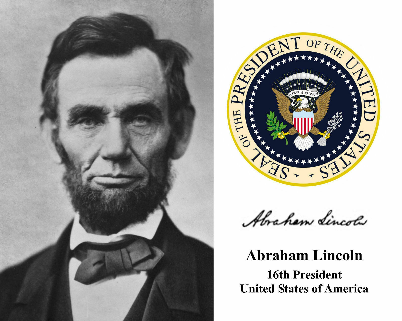 1865 PRESIDENT ABRAHAM LINCOLN ABE SIGNED AUTOGRAPH 8.5X11 Photo Poster painting REPRINT US SEAL