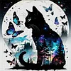 Black Cat Butterfly-11CT Stamped Cross Stitch 40*40cm tapestrymarket