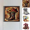 Bottes de cow-boy - peinture au diamant rond - 40 * 40cm